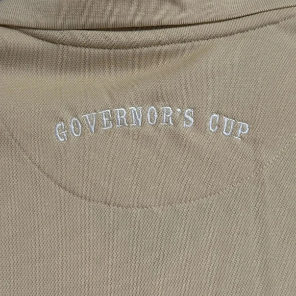 NWOT NIKE Fit Dry Fallen Oak Governor’s Cup Golf Polo Shirt Butter Yellow Size L - Picture 5 of 8